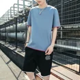 thumbnail image 3 of Conjuntos de camisetas y pantalones cortos para hombre, joggers, running, jogging, algodón, negro, conjunto de pantalones cortos para hombre, tendencias, trajes, atuendos, novedad elegante en 2024, 3 of 5