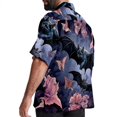 thumbnail image 3 of Bats Men's Casual Printed Poplin Short Sleeve Button Down Beach Shirt with Spread Collar Top, 3 of 6