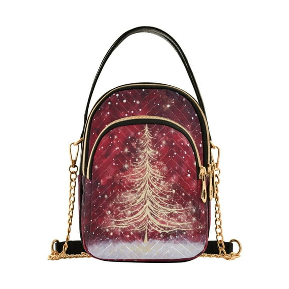 ALAZA Chain Crossbody Bags for Women Christmas Tree Red Shoulder Handbag Phone Purse