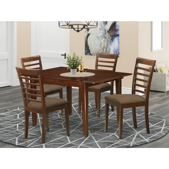 Kitchen Dinette Set-Small Dining Tables And Dining Chairs-Finish:Mahogany,Number of Items:5,Shape:Rectangular,Style:Microfiber Seat