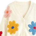 thumbnail image 4 of Luivaraty Cardigan Sweaters for Women Knitted Fllowers Sweater Soft Warm Round Neck Fall Winter Button Down Sweaters, S-XL, 4 of 6
