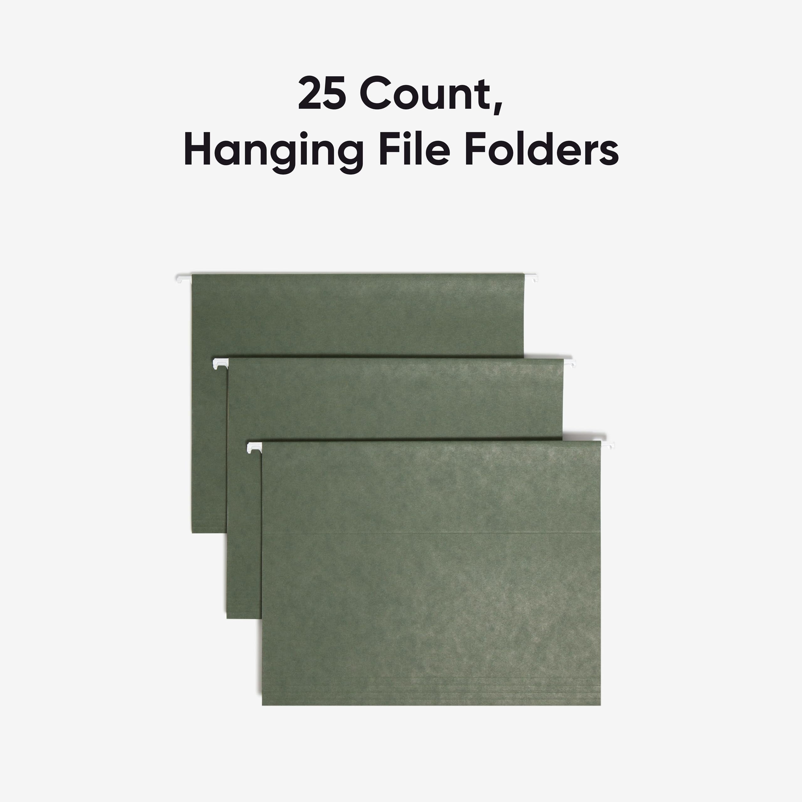 Hanging File Folder  1/5-cut Adjustable Tab Letter Size Standard Green Folders For Filing Cabinets Organizer 25 Count