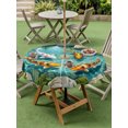 thumbnail image 4 of Outdoor Tablecloth with Umbrella Hole for Patio/Picnic/Party/Camping, Golden White Fish Waterproof Table Cloth Round Cover Washable, Summer Pond Botanical Lucky (Dia 54"), 4 of 9