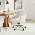 thumbnail image 2 of Modern Water and Stain Resistant Boucle Fabric Upholstered Rolling Task Chair Height Adjustable Swivel Vanity Chair, Cream, 2 of 5