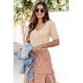 thumbnail image 2 of Arach&Cloz Women's V-Neck Short Sleeve Special Rib Knitted Pattern Casual Tops Sweater Spring Summer 2025, 2 of 6