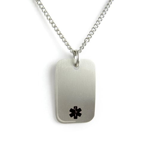 My Identity Doctor Blank: Black 27in/68.5cm Medical Alert Dog Tag Necklace Stainless Steel