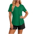 thumbnail image 5 of Hilenly Women's Workout Tops Short Sleeve UPF 50+ Athletic Shirts Quick Dry V Neck T-Shirt Gym Running Tee, 5 of 8