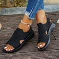 thumbnail image 3 of Rokment Womens Orthopedic Arch Support Walking Sandals Comfortable Stretchy Mesh Slip on Sock Memory Foam Driving Nursing Beach Summer Shoes for Plantar Fasciitis Black Size 6.5, 3 of 7