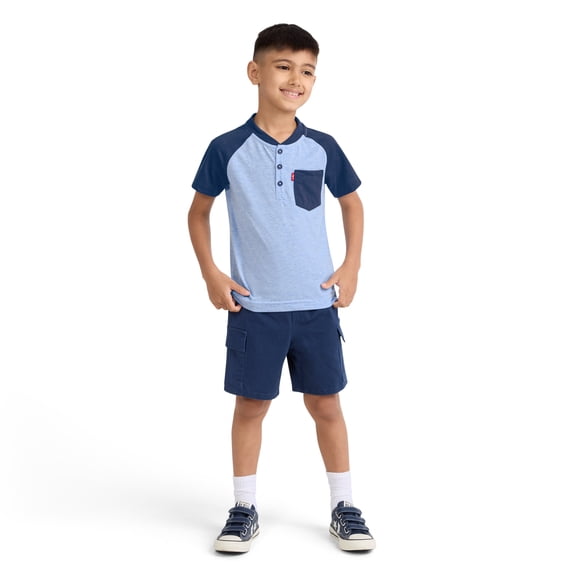 Levi's Boys Raglan Henley Tee & Cargo Short Set, Sizes 4-7