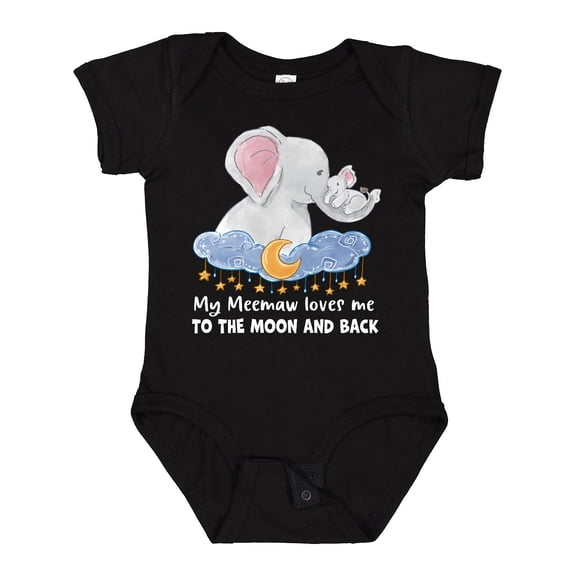 Inktastic My Meemaw Loves Me to the Moon and Back Elephant Family Boys or Girls Baby Bodysuit