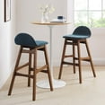 thumbnail image 2 of Bar Stool Chair Barstool, Set of 2, Blue Navy, Fabric, Wood, Pub Cafe Bistro Dining Kitchen Hospitality Restaurant, Modern Contemporary HB36166, 2 of 10