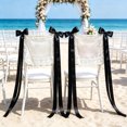 thumbnail image 6 of 2 Pcs Sweetheart Table Chair Decor 17.72 x 13 Inch Set of 2 for Reception Photos, Personalized Just Married Lace Wedding Signs, Custom Sheer Mr and Mrs Chair Cover for Bride and Groom Ceremony, Black, 6 of 7