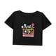 thumbnail image 3 of Top corto de verano para mujer, camisa femenina de moda con cuello redondo para viajes, uso diario, trabajo M, 3 of 7
