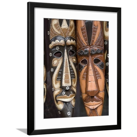 Carved Wooden Masks Tampaksiring Village Bali Indonesia Southeast Asia Asia Framed Print Wall Art By Richard Maschmeyer - 