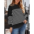 thumbnail image 3 of ORUYROP Women's Crewneck Batwing Long Sleeve Sweater 2023 Fall Oversized Ribbed Knit Side Slit Pullover Top, 3 of 6
