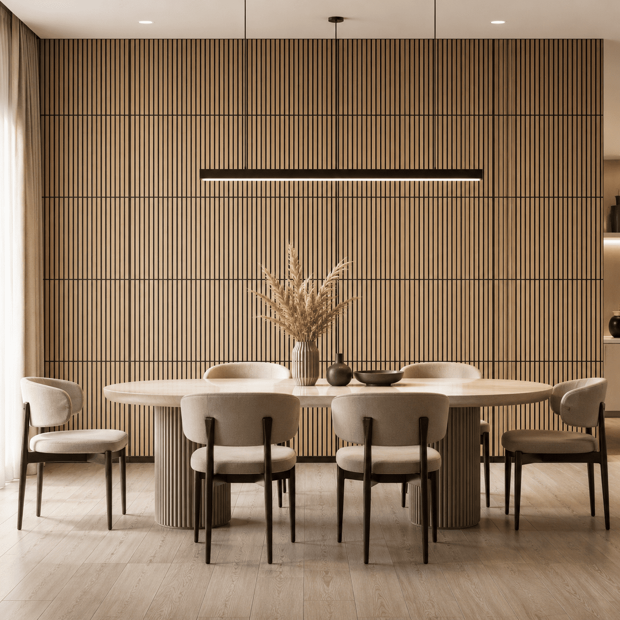 Yeslife 4 pcs Wood Slat Acoustic Wall Panels, 11.81 in x 23.62 in, Oak MDF, 3D Decorative Sound-Absorbing Panels for Interior Walls, 7.7 sq ft
