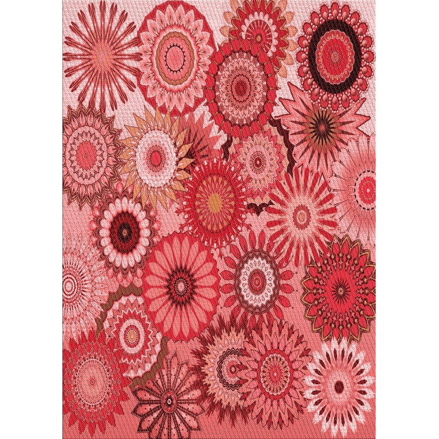 Ahgly Company Tapis d'Intérieur Rectangulaire Rouge Lavable en Machine, 8 Pieds x 12 Pieds