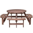 thumbnail image 5 of Costway 70.5" Durable Round Fir Wood Picnic Table Bench Set, Dark Brown, 5 of 10