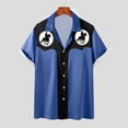 thumbnail image 2 of DDAPJ pyju Mens Button Down Shirts Vintage Print Bowling Shirts Casual Short Sleeve Shirts Striped Hawaiian Beach Shirt Tops Limited Time Sales of Today Multicolor XXXL, 2 of 6