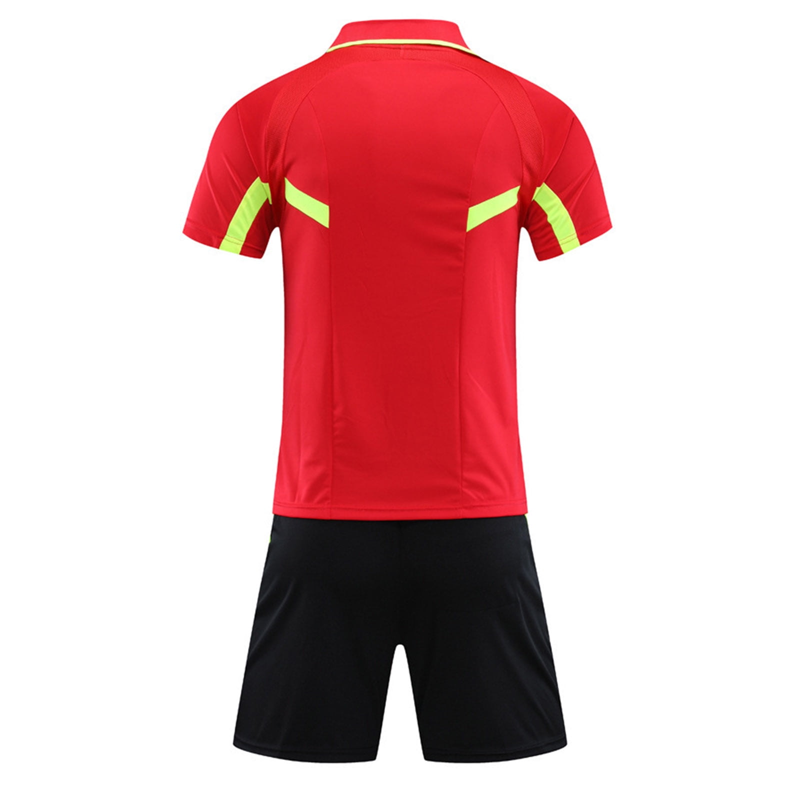 Loodgao Men's Football Referee Uniform Soccer Jersey Outfit Tracksuit Short Sleeve T-shirts with Red L