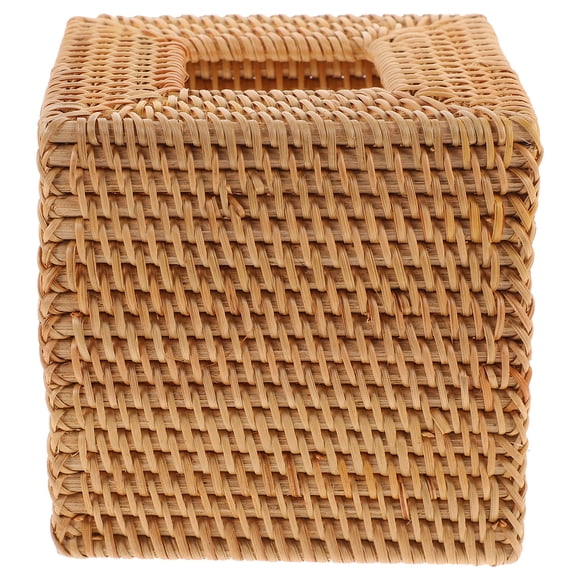 GOOHOCHY Cubierta de caja de pañuelos de ratán, soporte para pañuelos tejido de ratán cuadrado