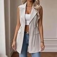 thumbnail image 2 of MaFYtyTPR Women's Open Front Sleeveless Blazer Mid Length Style Vest with Drawstring Waist and Pockets For Business Casual Daily Wear A-Gray XXXL, 2 of 6