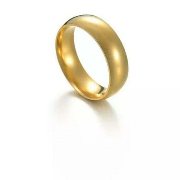 EOEMY 6mm Men Women Plain Wide Wedding Band Ring Couple Rings Stainless Steel Rings /-Golden-8