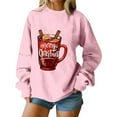 thumbnail image 2 of EchfiProm Womens Merry Christmas Sweatshirts Oversized Sweatshirt Plus Size Soft Xmas Long Sleeve Letter Print Cute Tops for Adult, 2 of 5