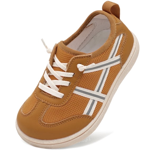Barerun Toddler Shoes Boys Girls Non-Slip Sneakers Flats,Wide, Pull-On, Square Toe,Brown,8 Toddler