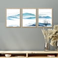 thumbnail image 2 of PixonSign Framed Canvas Print Wall Art Set - Watercolor Blue Mountain Range Landscape Art - Set of 3 Nature Wilderness Minimalist Wall Décor for Living Room, Bedroom - 12"x16"x3 Panels Natural, 2 of 5