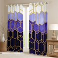 thumbnail image 2 of Homewish Chic Fashion Honeycomb Blackout Curtains Set of 2 (52x84 Each), Slate Blue Stripe Abstract Window Curtains, Teens Adult Men Women Curtains and Drapes, Living Room Curtains Decor, 2 of 5