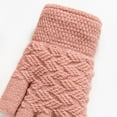 thumbnail image 7 of 1 Pair Women Winter Gloves Double-layer Thickened Plush Jacquard Knitted Five Fingers Unisex Anti-slip Cold Weather Driving Golfing Skiing Skating Gloves, 7 of 7