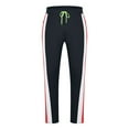 thumbnail image 4 of HOOMEUMY Men's Track Pants Striped Elastic Waist Trousers Straight Leg Comfy Sport Pants Loose Fit Leisure Jogging Bottoms Athletic Fitness Trackpants Red XL, 4 of 6