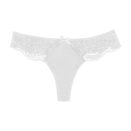 

Women s Panties Casual Solid Color Low Waist Summer Bow Lace Edge Thong Traceless Seamless Large Size Briefs Comfy Soft Underpants