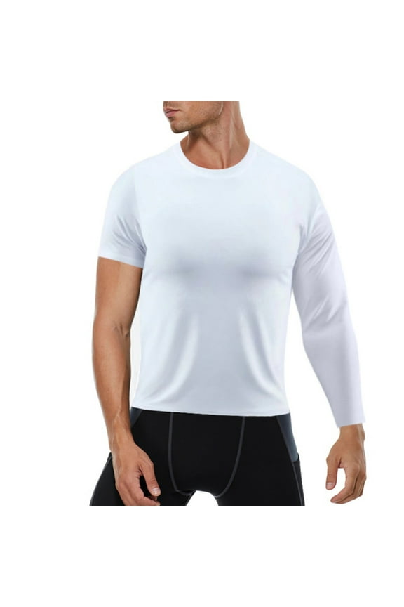 Men's Quick Dry Compression Shirts 1/2 Single Arm Long Sleeve Athletic Base Layer T Shirt Workout Running Tee Top Basketball Tights, S-3XL