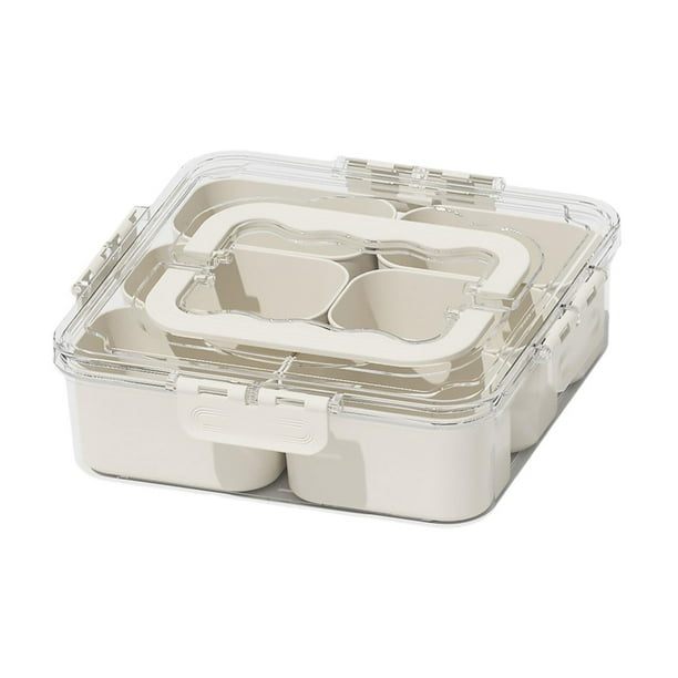 Contenedor de alimentos dividido multifuncional con tapa hermética y asa de grado alimenticio M