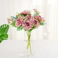 thumbnail image 5 of Efavormart 2 Pack | 19" Dusty Rose & Blue Artificial Dahlia Silk Flower Bouquet Bushes, 5 of 11