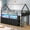 Black and Brown, variant on Afuhokles Twin Size Low Loft Bed with 8 Storage Drawers, House Shaped Metal Loft Bed with Bookcase and LED Lights, White