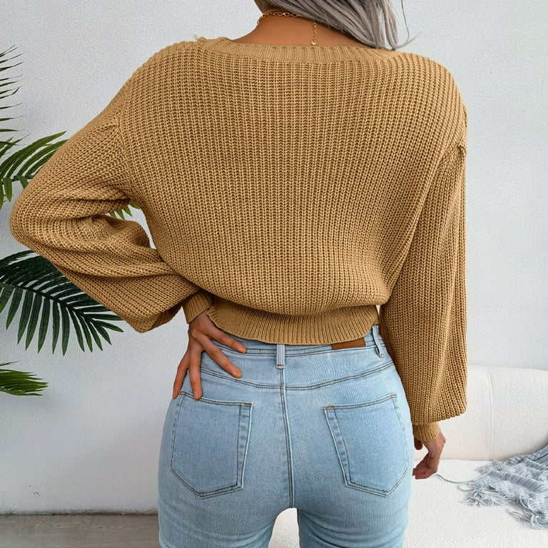 Fall Clothes, Sweaters For Teen Girls Long Sweater Office Clothes Women, Women's  Autumn Winter Top Ins Style Casual Lantern Sleeve Knitted Sweater And Top  Casual Lantern Sweater (S, Khaki) TBKOMH 