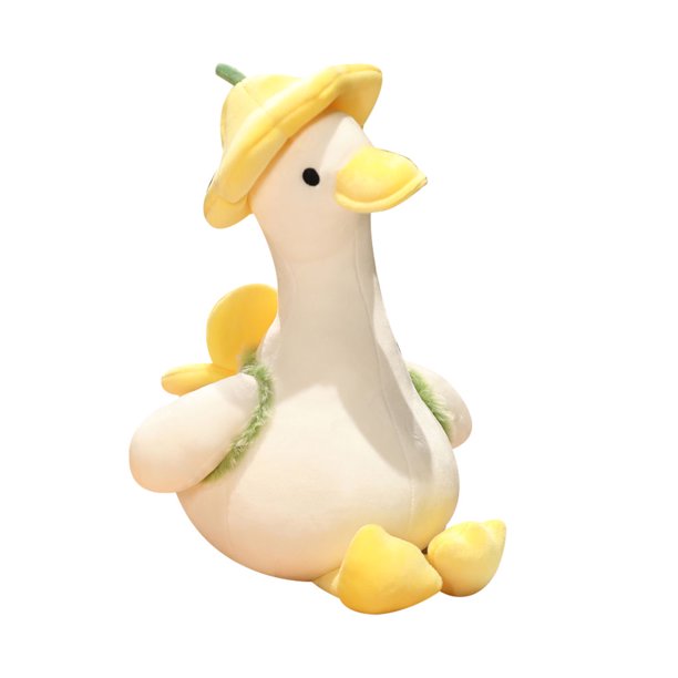 Ounissouiy Juguete con relleno de animales, muñeco de pato con flores sentadas, adorno para niños, silla de dormitorio, sofá, decoración Animales de peluche y juguetes de peluche Oro 35cm0.16kg