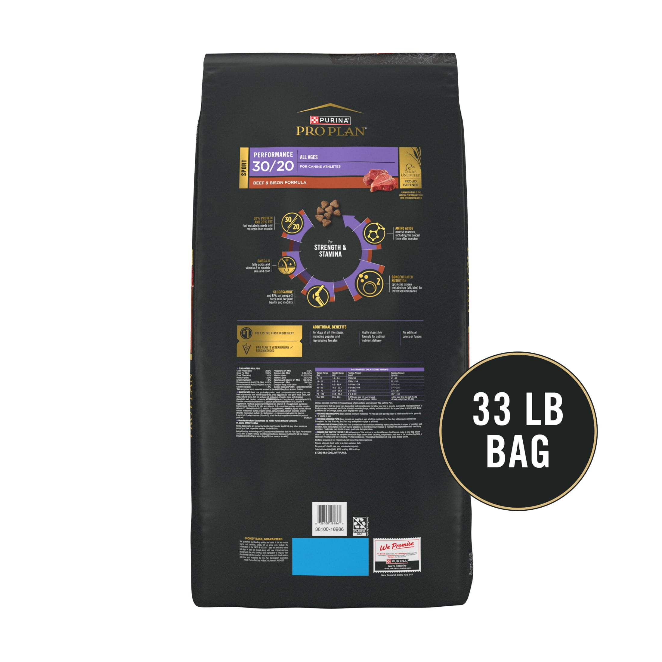 Purina Pro Plan Dog Food Sport Performance High Protein Beef and Bison Dry Dog Food, 33 lb Bag