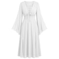 thumbnail image 2 of Smsaxvxz Renaissance Halloween Costume for Women Pirate Dresses Bell Sleeve Medieval Ren Faire Dress White XL, 2 of 6