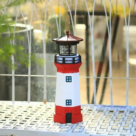 

LED solar lighthouse statue rotating lawn craft decorates outdoor lights