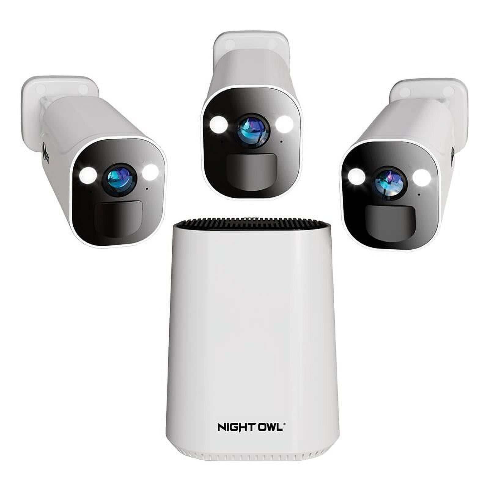 Night Owl Expandable Wi-Fi Security Hub with 64GB microSD Card and 3 Wire-Free 2K Deterrence Cameras