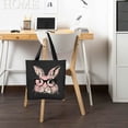 thumbnail image 2 of JEUXUS Bunny with Leopard Glasses Women Cute Easter Bunny Graphic Initial Tote Bags for Women Canvas 14.1x15.7in, 2 of 6