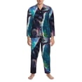 thumbnail image 3 of Hirioo Colorful Plant Wolf for Men's Pajama Sets 2 Piece Pjs Men's Long-Sleeved Pajama Set Button Down Sleepwear,S-XXL-Medium, 3 of 7
