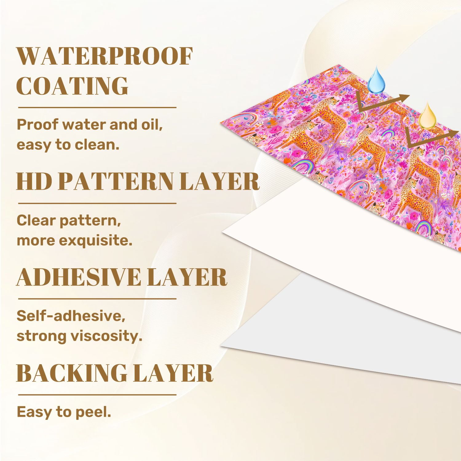 Cheetah Peel and Stick Wallpaper 17.7in x 9.8ft Leopard Print Vibrant Floral Pink Garden Rainbows Contact Paper Vinyl Waterproof Self Adhesive Wall Paper for Bedroom Shelf Cabinet Renter Friendly