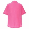 thumbnail image 6 of Women's Short Sleeve Tops Acrylic Knit Lapel Collared Shirt with Buttons Loose Fit Pullover Tee Blouses (XL, Hot Pink), 6 of 6