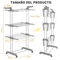thumbnail image 2 of Tendedero Vertical Plegable para Ropa de 4 Niveles, 126x64x170 mm Estante de Ropa con Ruedas y Rejillas Laterales Extensibles, Gran Capacidad para Colgar y Secar Ropa al Interior y Exterior, 2 of 6
