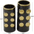 thumbnail image 3 of CosmoLiving by Cosmopolitan 13"W, 11"H Black Ceramic Vase with Gold Circle Accents, Set of 2, 3 of 9
